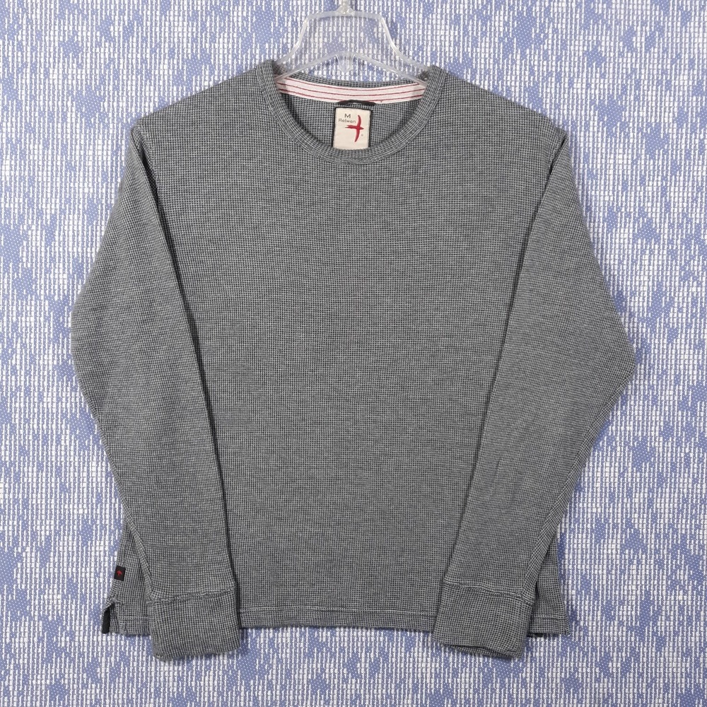Relwen Sweatshirt Mens Medium Gray Pullover Long Sleeve Knit Crew Neck Cotton
